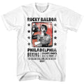 White Rocky t-shirt featuring a Rocky Posterish design