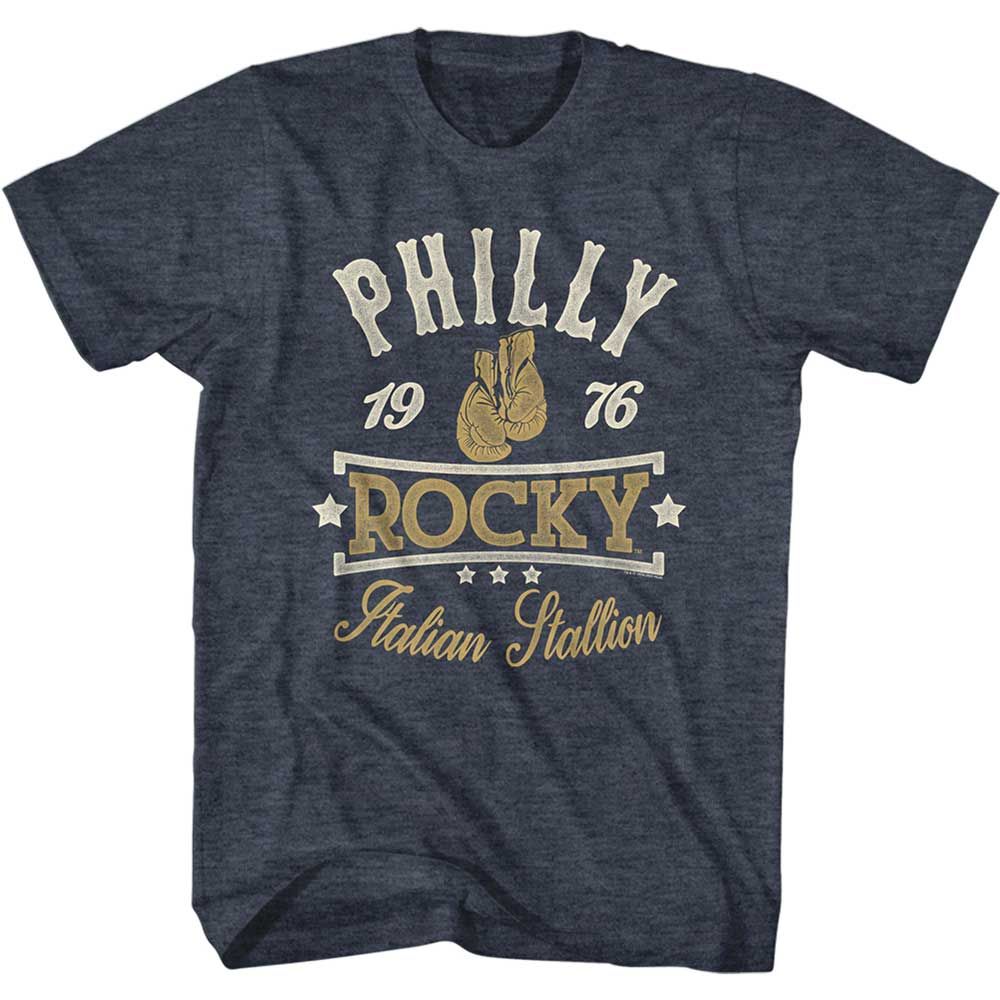 Navy Heather Rocky t-shirt featuring a Rocky Patriotic Rocky design