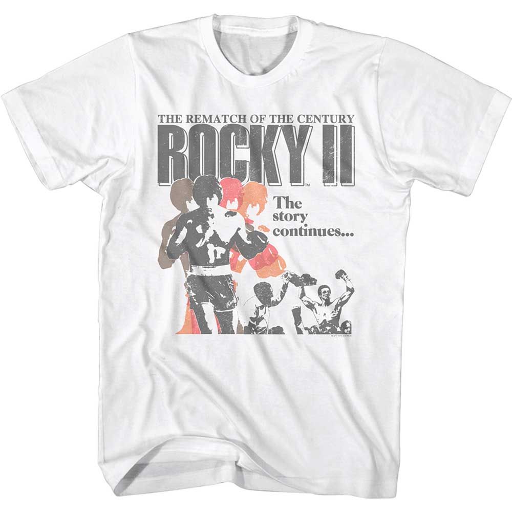 White Rocky t-shirt featuring a Rocky Rocky Ii Poster design