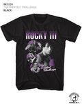 Black Rocky t-shirt featuring a Rocky The Greatest Challenge design