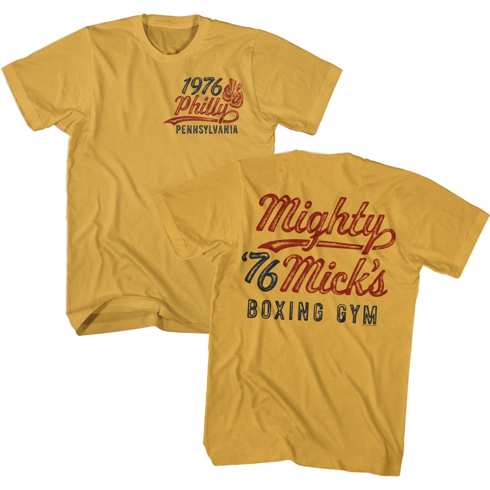 Ginger Rocky t-shirt featuring a Mighty Mick's Gym text design