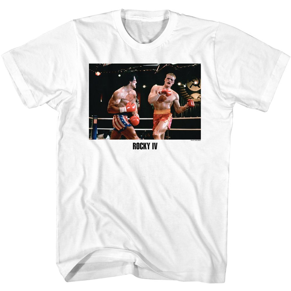 White Rocky t-shirt featuring a Rocky Rocky Knock Out design