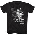 Black Rocky t-shirt featuring a Rocky Rocky Iv Monologue design