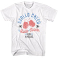 White Rocky t-shirt featuring a Rocky Rocky Master of Disaster design