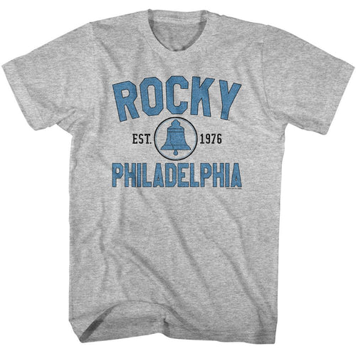 Gray Heather Rocky t-shirt featuring a Rocky Rocky Liberty Bell design