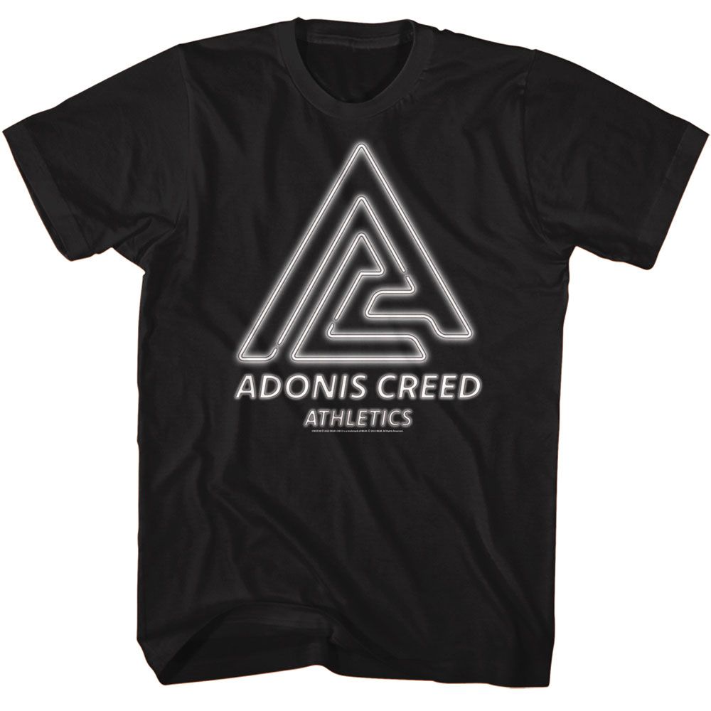 Black Rocky t-shirt featuring a Rocky Rocky Adonis Creed Neon 2 design