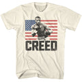 Natural Rocky t-shirt featuring a Rocky Rocky Creed American Flag design
