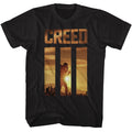 Black Rocky t-shirt featuring a Rocky Rocky Creed 3 Sunrise design