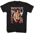 Black Rocky t-shirt featuring a Rocky Rocky Three Photos Collage design