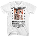 White Rocky t-shirt featuring a Rocky Rocky vs Apollo design