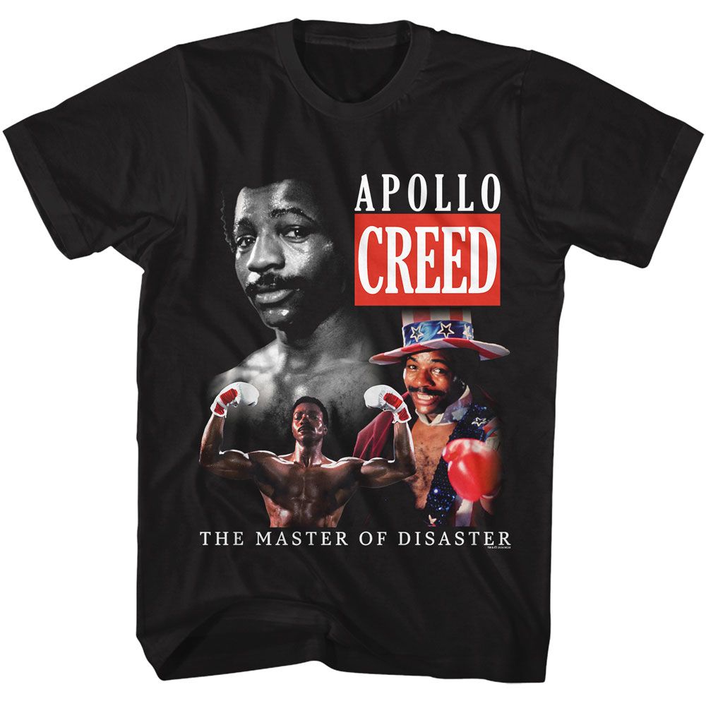 Black Rocky t-shirt featuring a Rocky Rocky Master of Disaster design