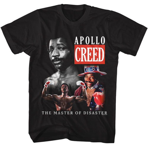 Black Rocky t-shirt featuring a Rocky Rocky Master of Disaster design