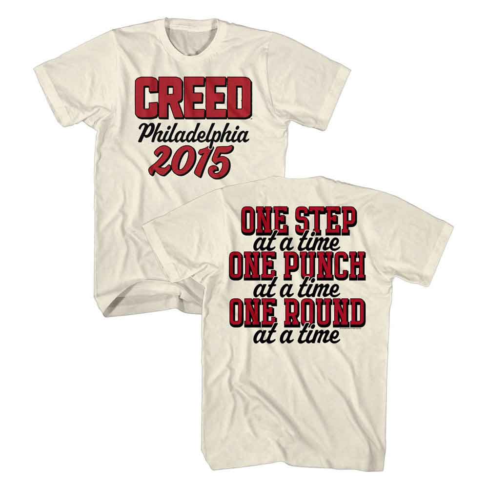 Natural Rocky t-shirt featuring a Rocky Rocky One Step One Punch design