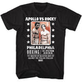 Black Rocky t-shirt featuring a Rocky Rocky vs Apollo design