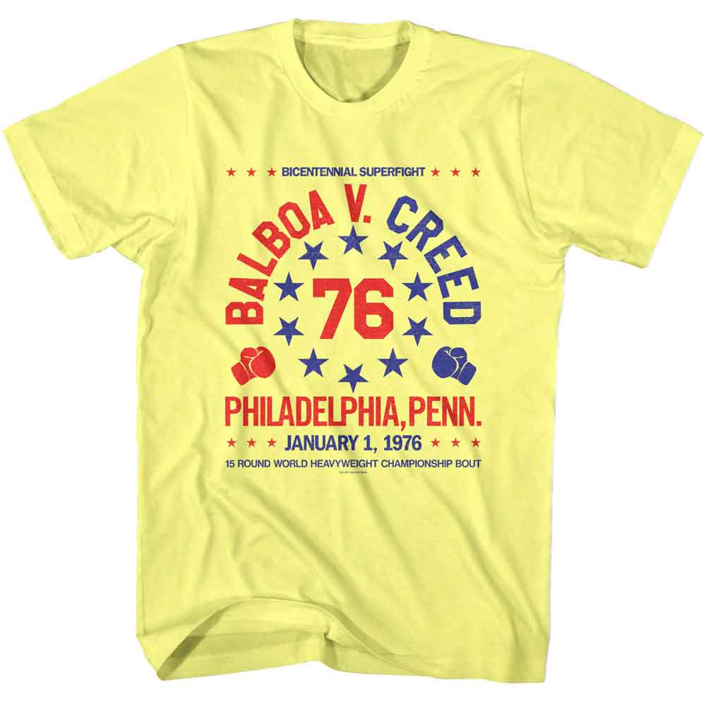 Yellow Heather Rocky t-shirt featuring a Rocky Rocky Balboa V Creed 76 design