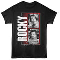Black Rocky t-shirt featuring a Rocky Rocky Two Photos design