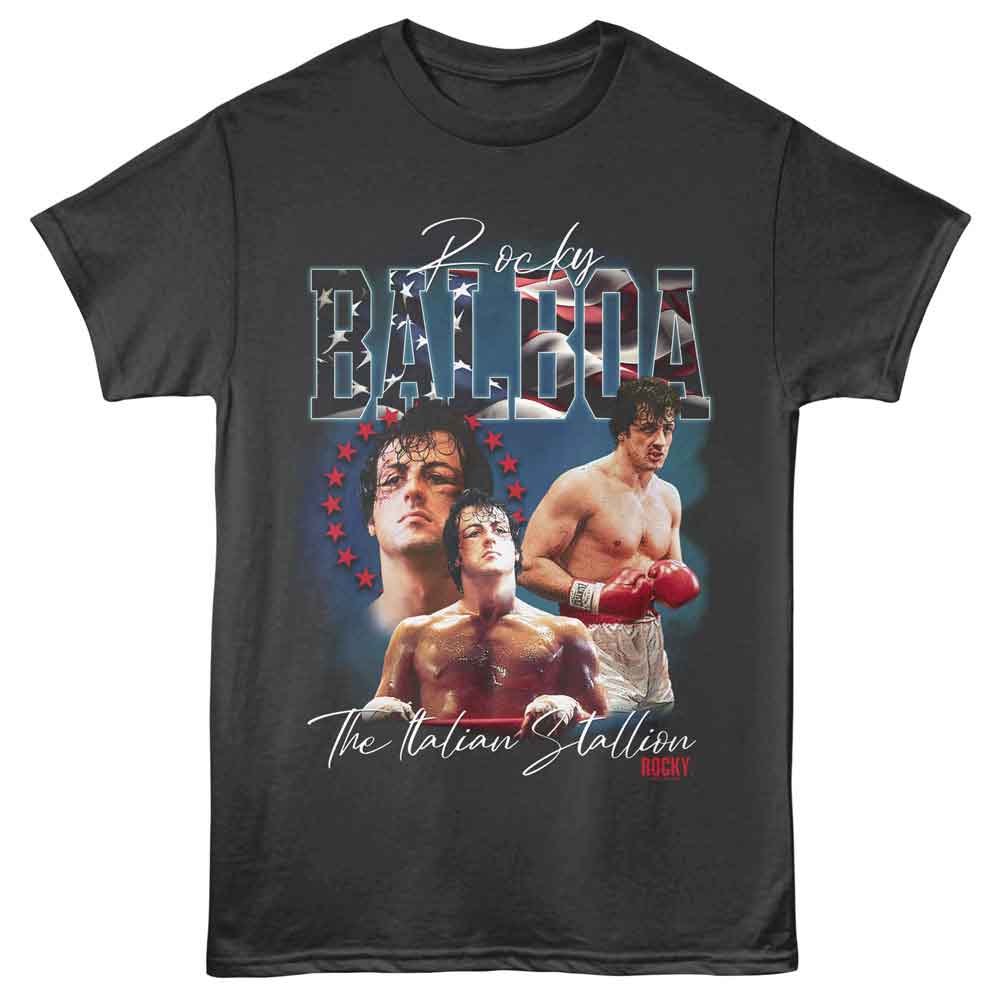 Smoke Gray Rocky t-shirt featuring a Rocky Rocky Stallion design