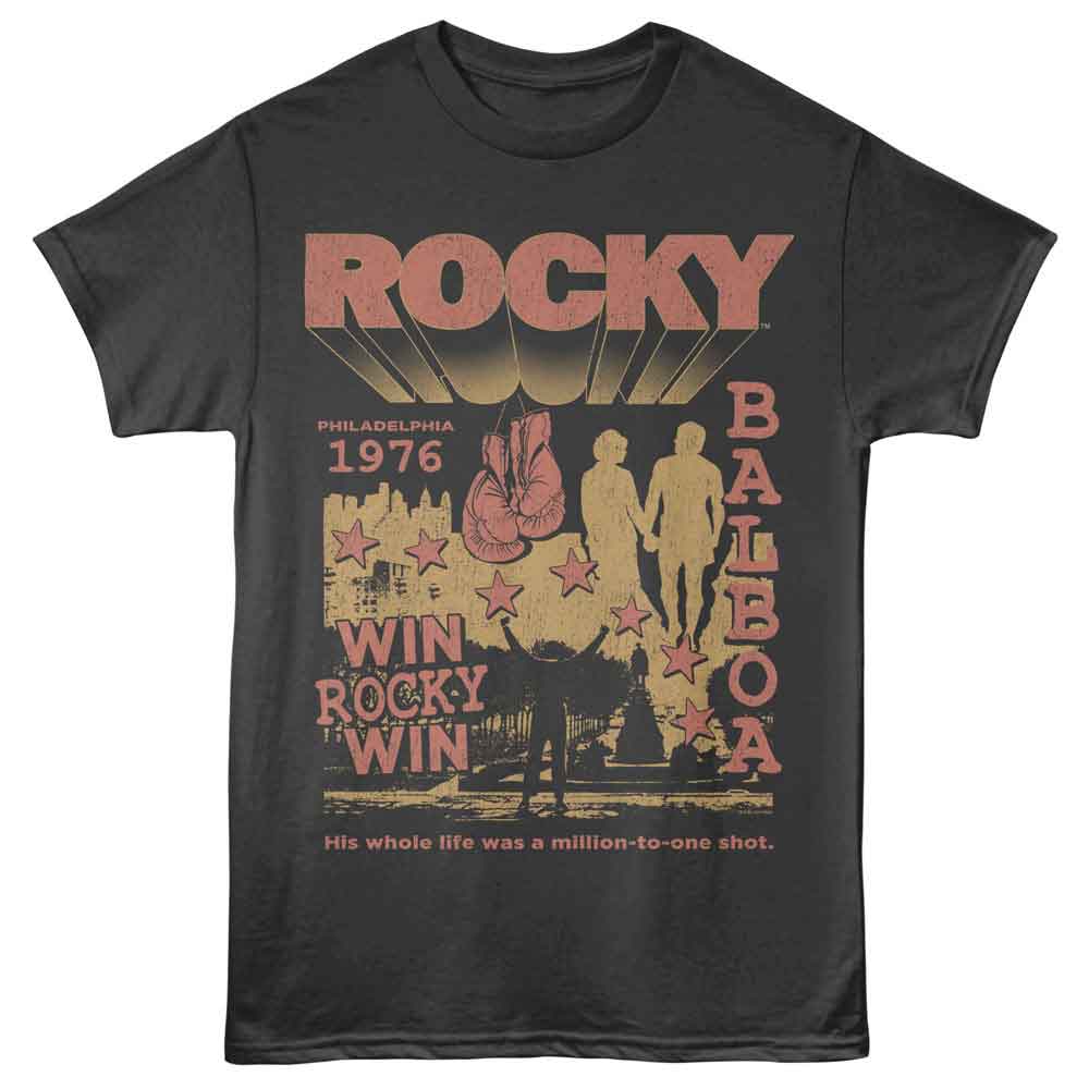 Smoke Gray Rocky t-shirt featuring a Rocky Rocky Million to One design