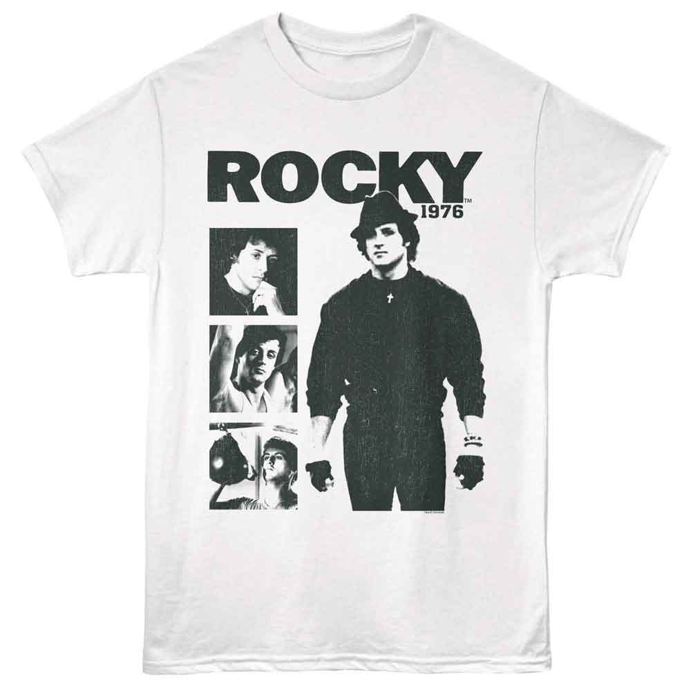 White Rocky t-shirt featuring a Rocky Rocky 3 Panel design