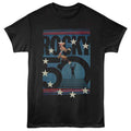 Black Rocky t-shirt featuring a Rocky Rocky 50Th Boxing Ring design