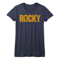 Rocky Ladies T-Shirt - Rocky Logo - Navy