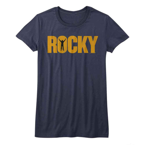 Rocky Ladies T-Shirt - Rocky Logo - Navy