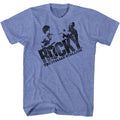 Light Blue Heather Rocky t-shirt featuring a Rocky Halftone Logo design