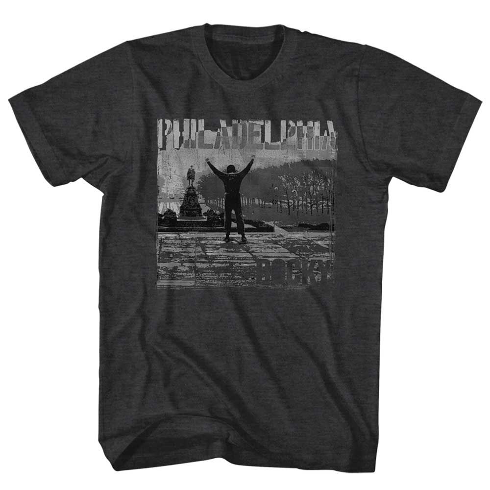 Black Heather Rocky t-shirt featuring a Rocky Philadelphia design