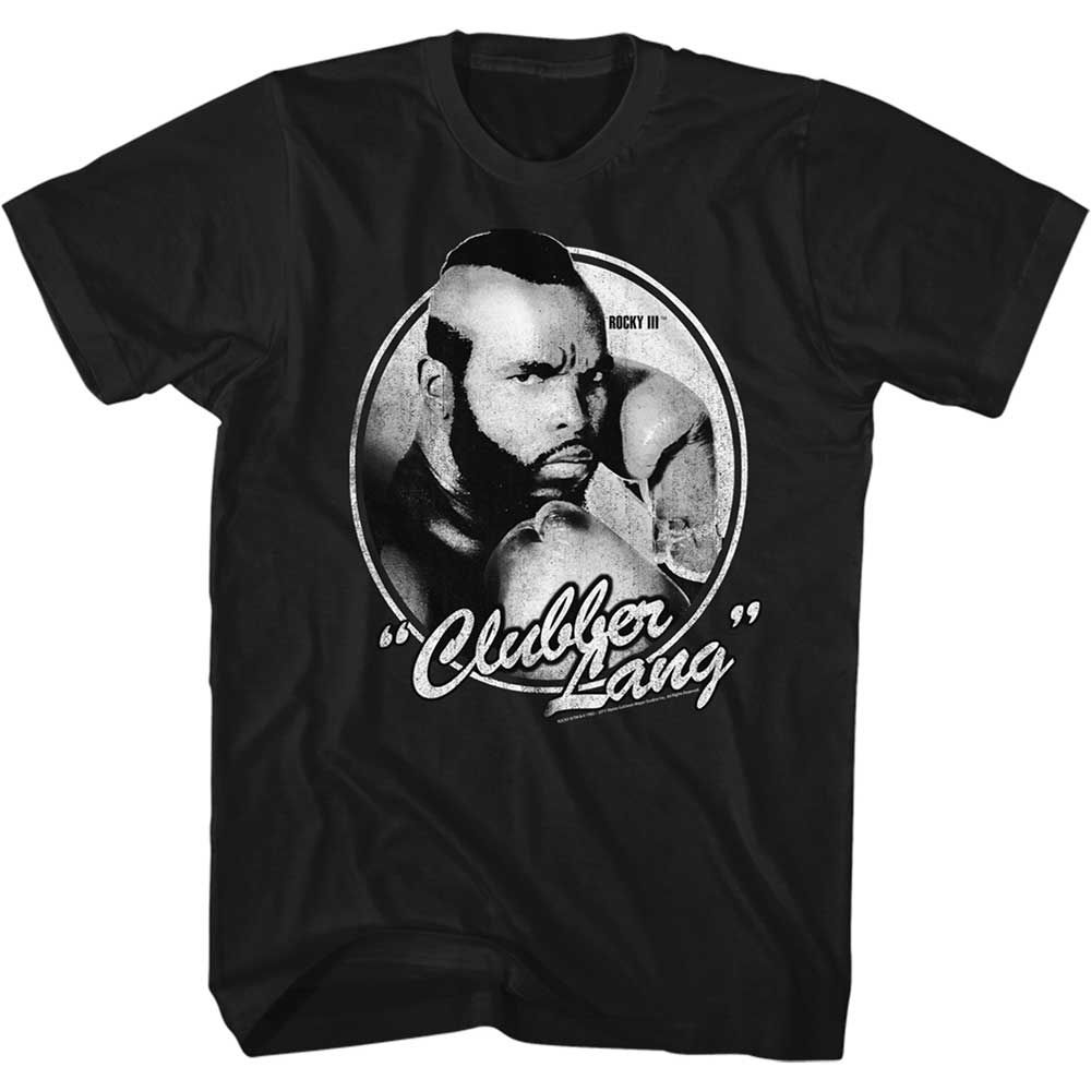 Black Rocky t-shirt featuring a Clubber Lang design