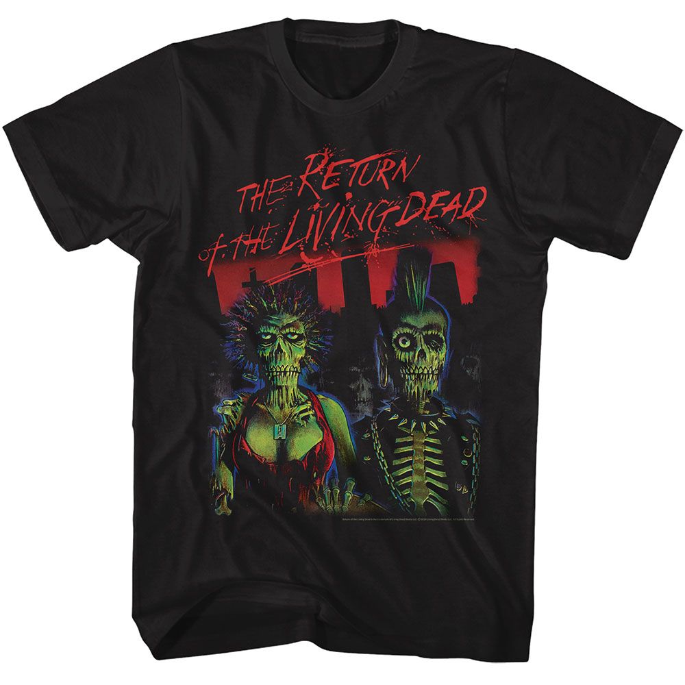 Black Return of the Living Dead t-shirt featuring a Return of the Living Dead zombies poster design