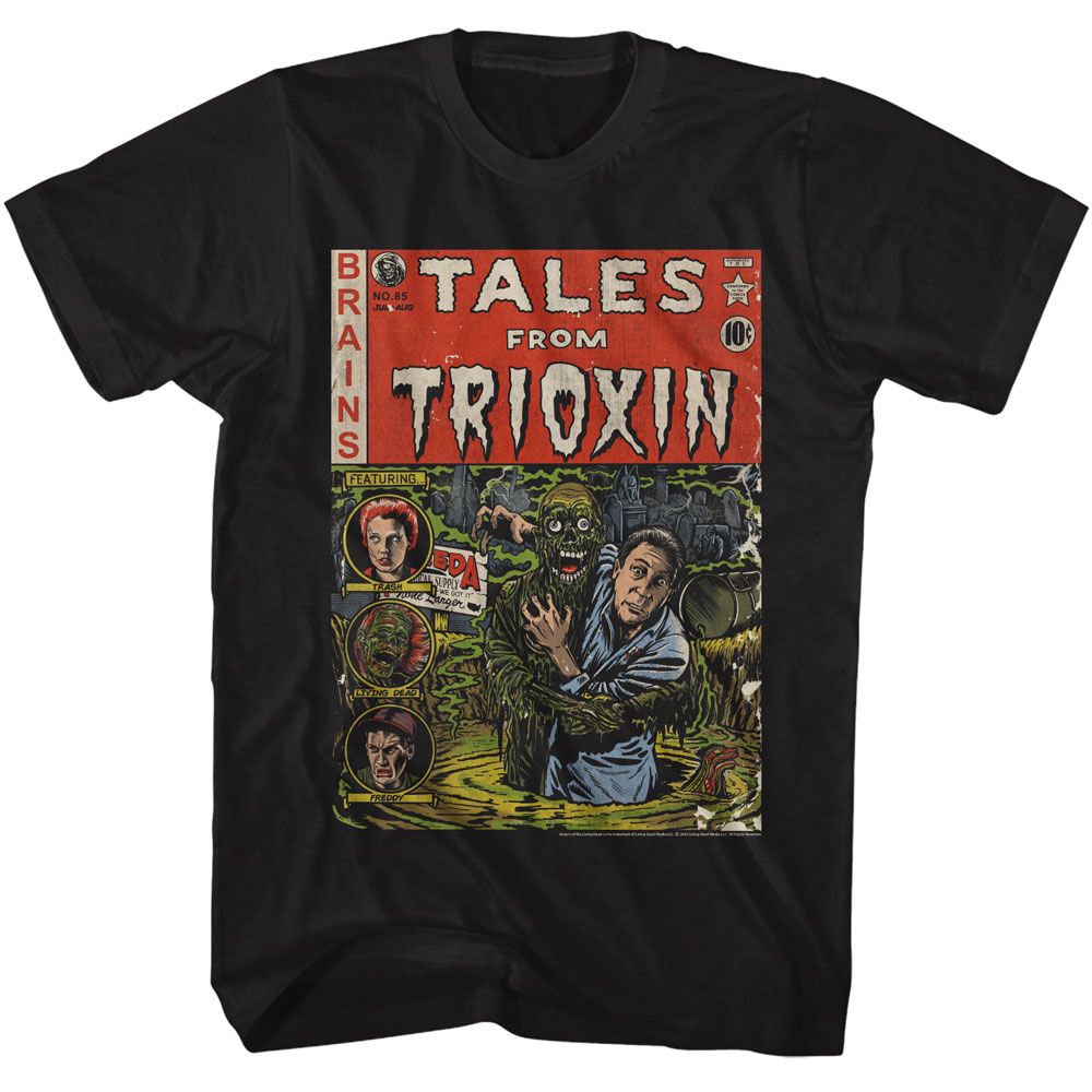 Black Return of the Living Dead t-shirt featuring a Tales from Trioxin comic design