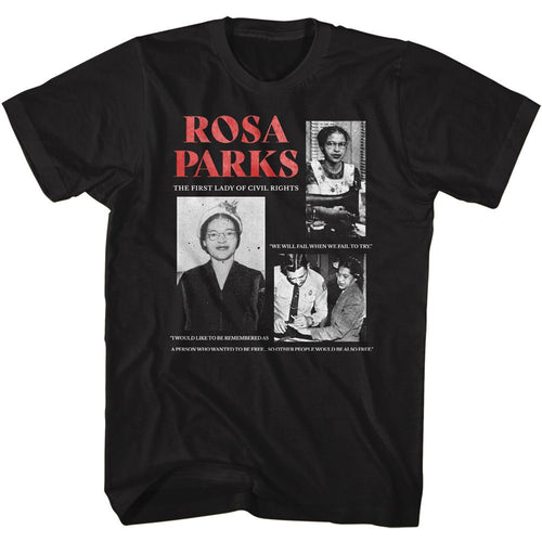Black Rosa Parks t-shirt featuring a Rosa Parks multi photo design