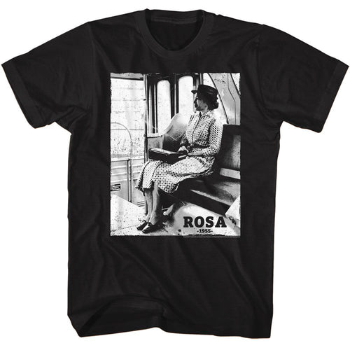 Black Rosa Parks t-shirt featuring a Rosa Parks BW photo design