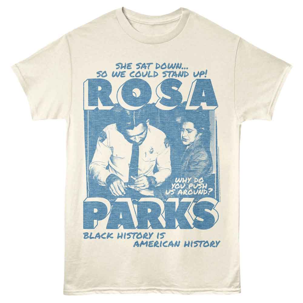 Natural Rosa Parks t-shirt featuring a She Sat Down design