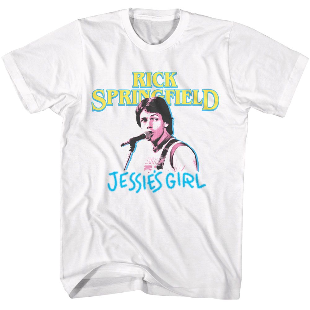 White Rick Springfield t-shirt featuring a Jessie's Girl design