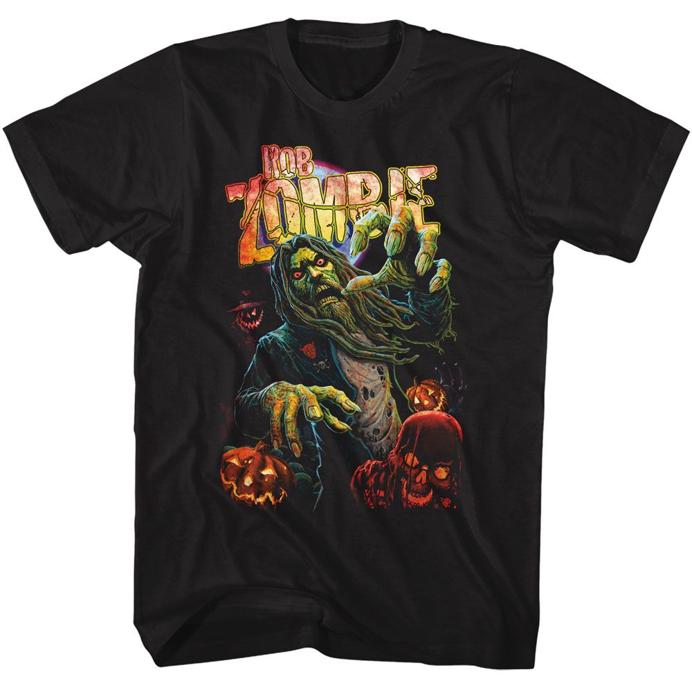 Black Rob Zombie t-shirt featuring a Rob Zombie Halloween design