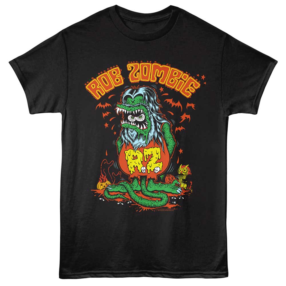 Black Rob Zombie t-shirt featuring a Rob Zombie Halloween Fink design