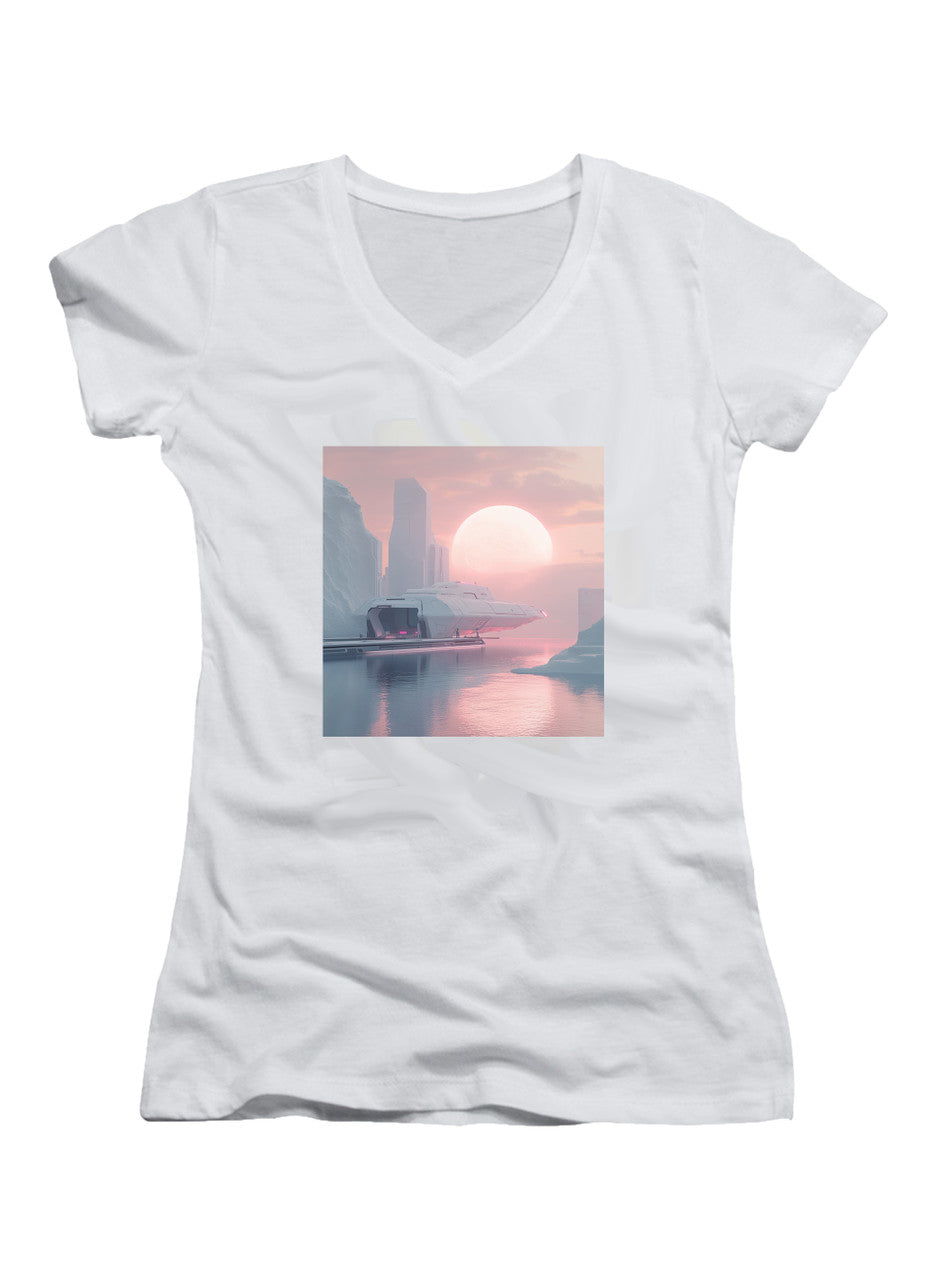 White Ready to Go Juniors V-Neck T-Shirt