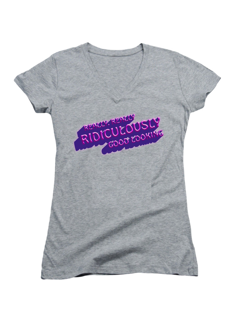 Gray Ridiculously Good Looking Juniors V-Neck T-Shirt