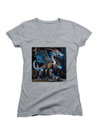 Gray Robot Dragon Juniors V-Neck T-Shirt