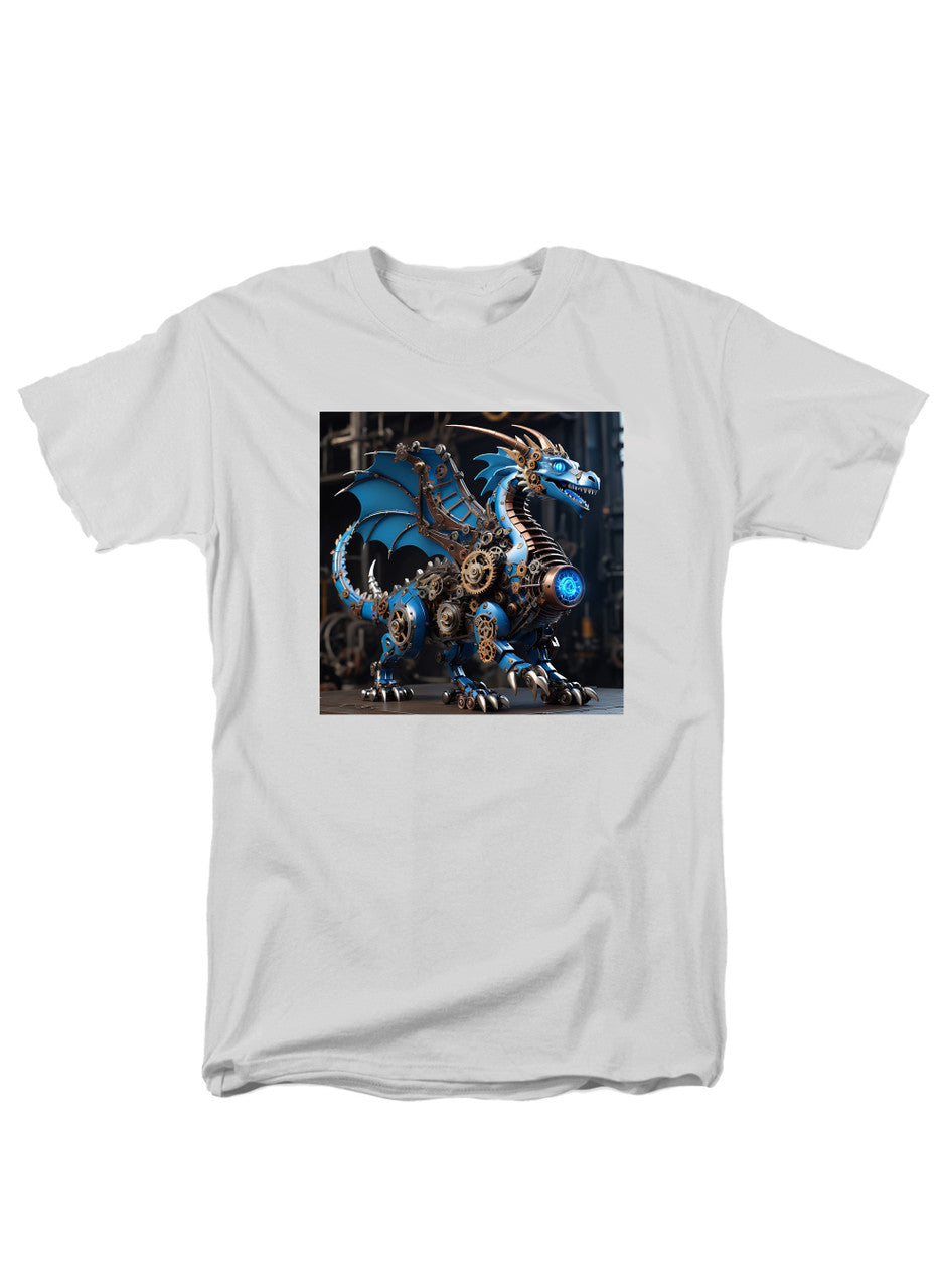 White Robot Dragon T-Shirt
