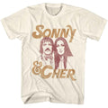 Natural Sonny and Cher t-shirt featuring a Sonny and Cher design