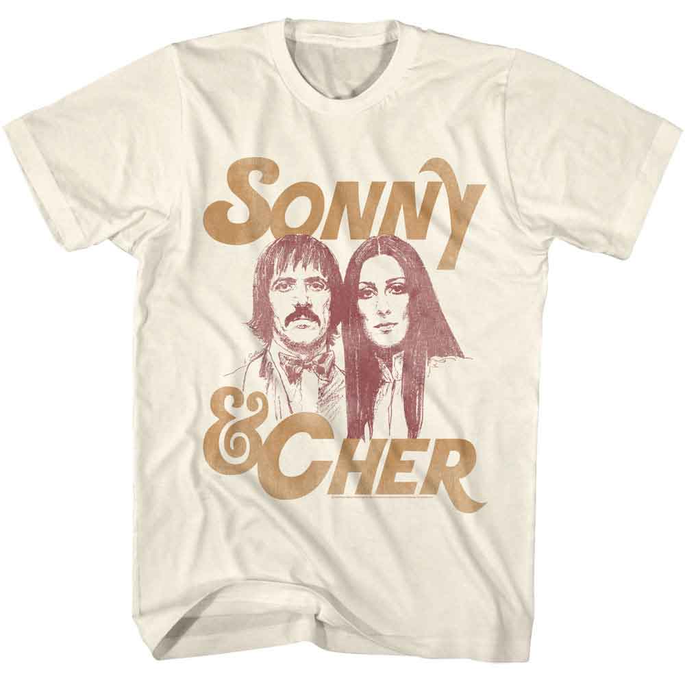Natural Sonny and Cher t-shirt featuring a Sonny and Cher design