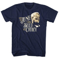 Navy Redd Foxx t-shirt featuring a Junk Church design