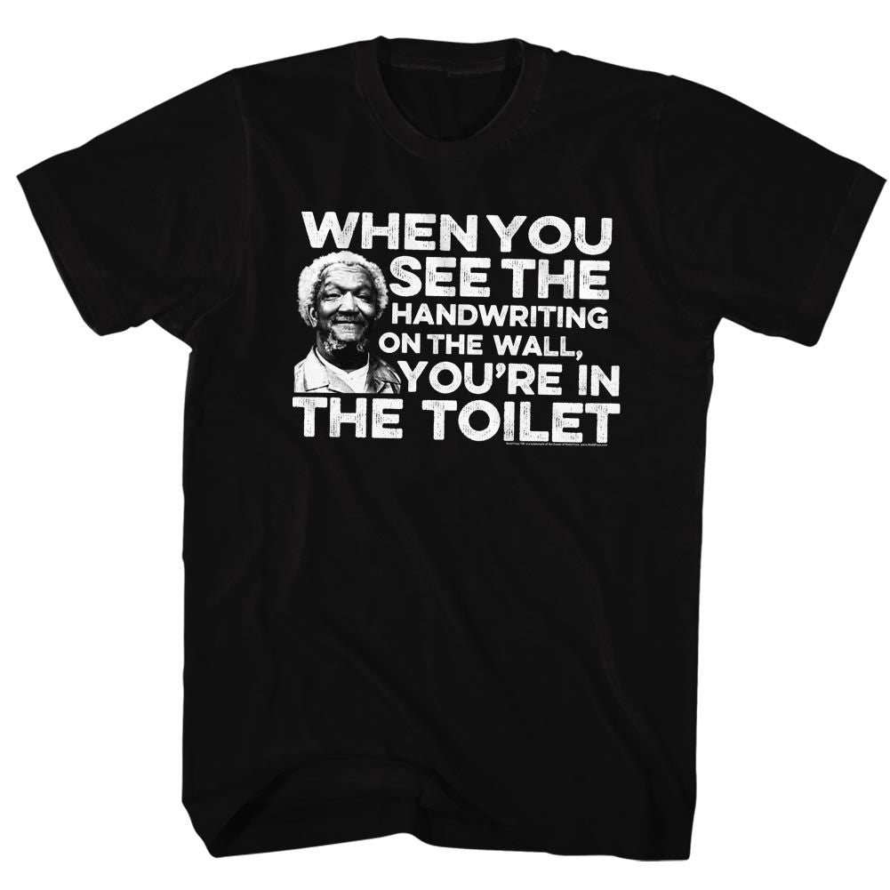Black Redd Foxx t-shirt featuring a Redd Foxx Toilet design