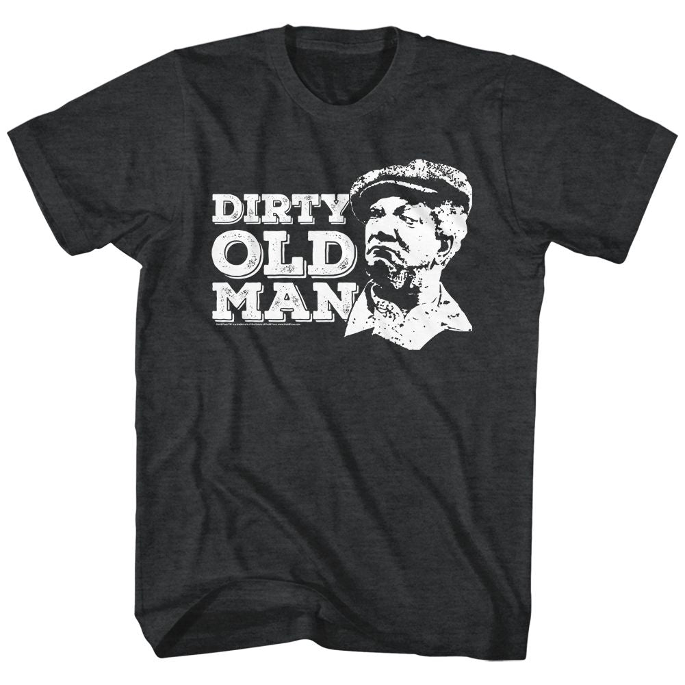 Black Heather Redd Foxx t-shirt featuring a Dirty Old Man design
