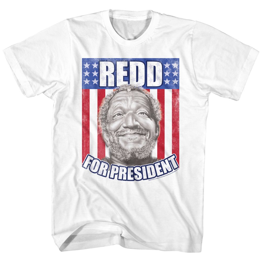White Redd Foxx t-shirt featuring a Foxx for President design