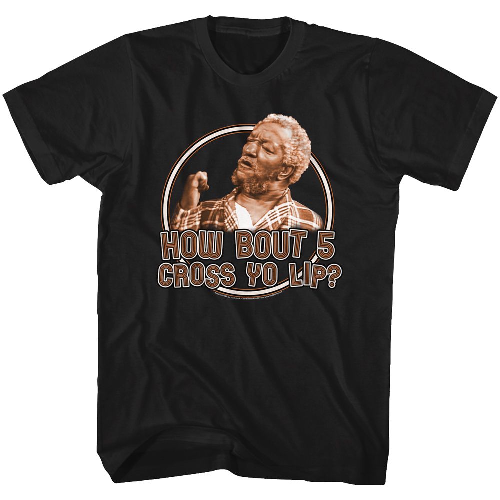 Black Redd Foxx t-shirt featuring a How Bout 5 design