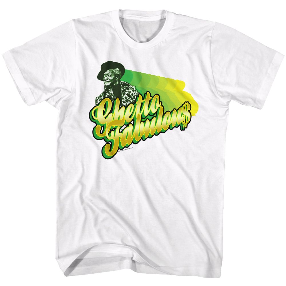 White Redd Foxx t-shirt featuring a Ghetto Fabulous design