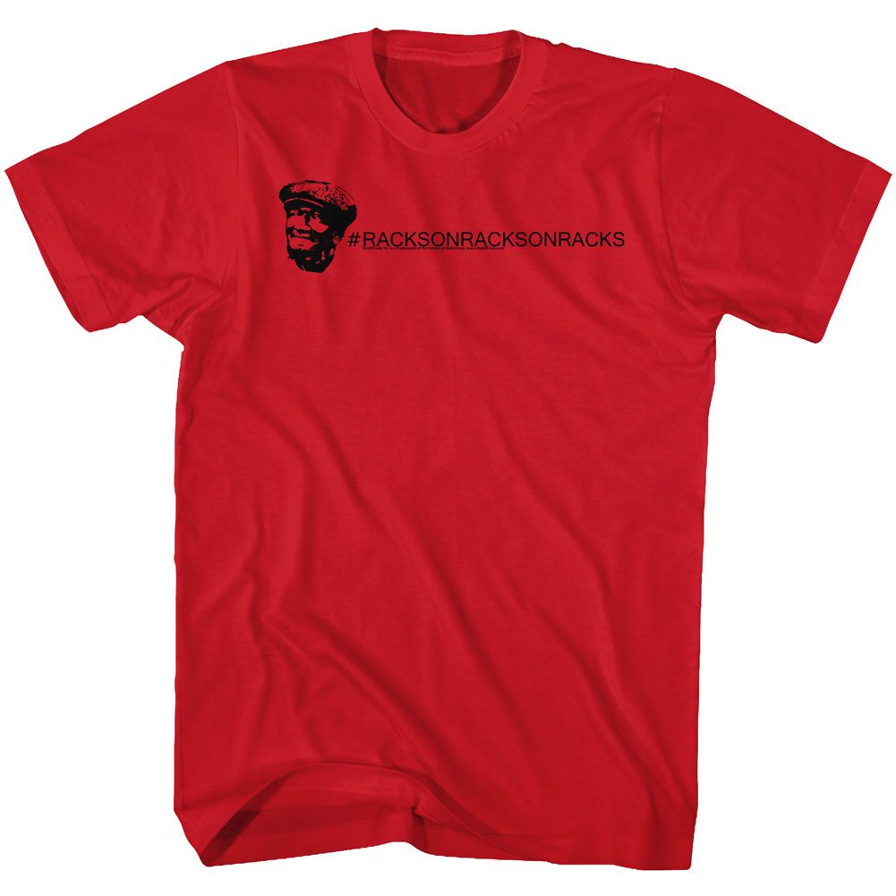 Red Redd Foxx t-shirt featuring a Racks design